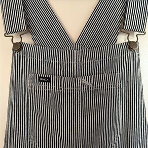 RVCA Black and White Striped Overalls